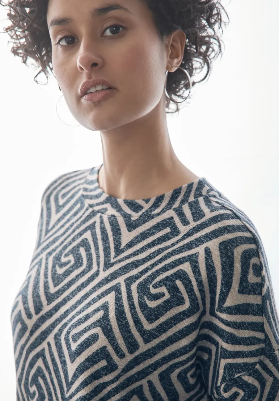 Gedessineerd shirt met lange mouwen