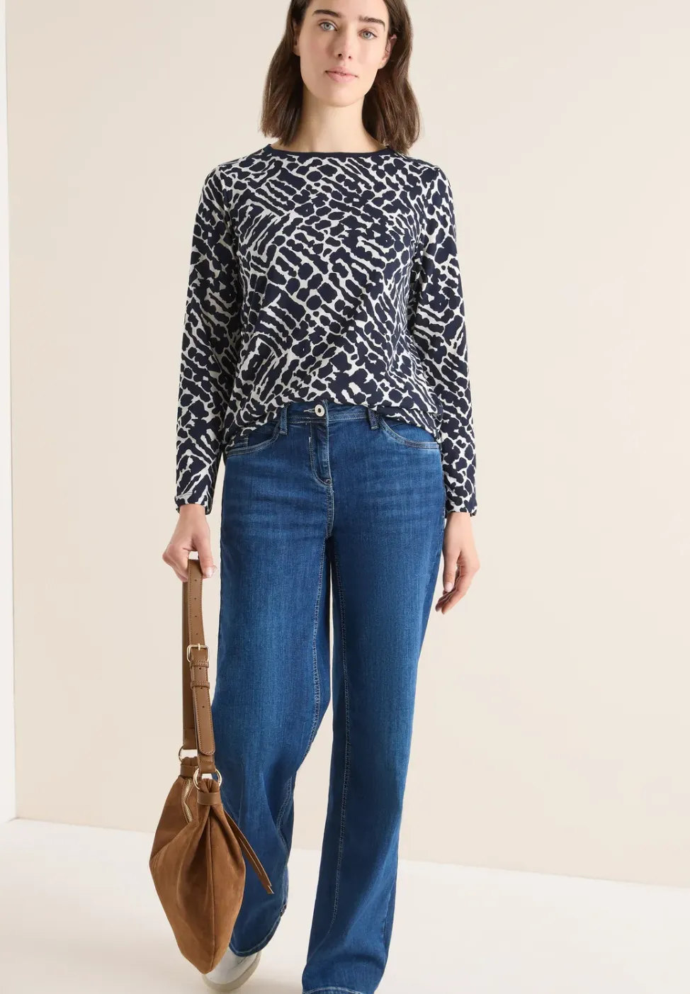 Gedessineerd shirt met lange mouwen