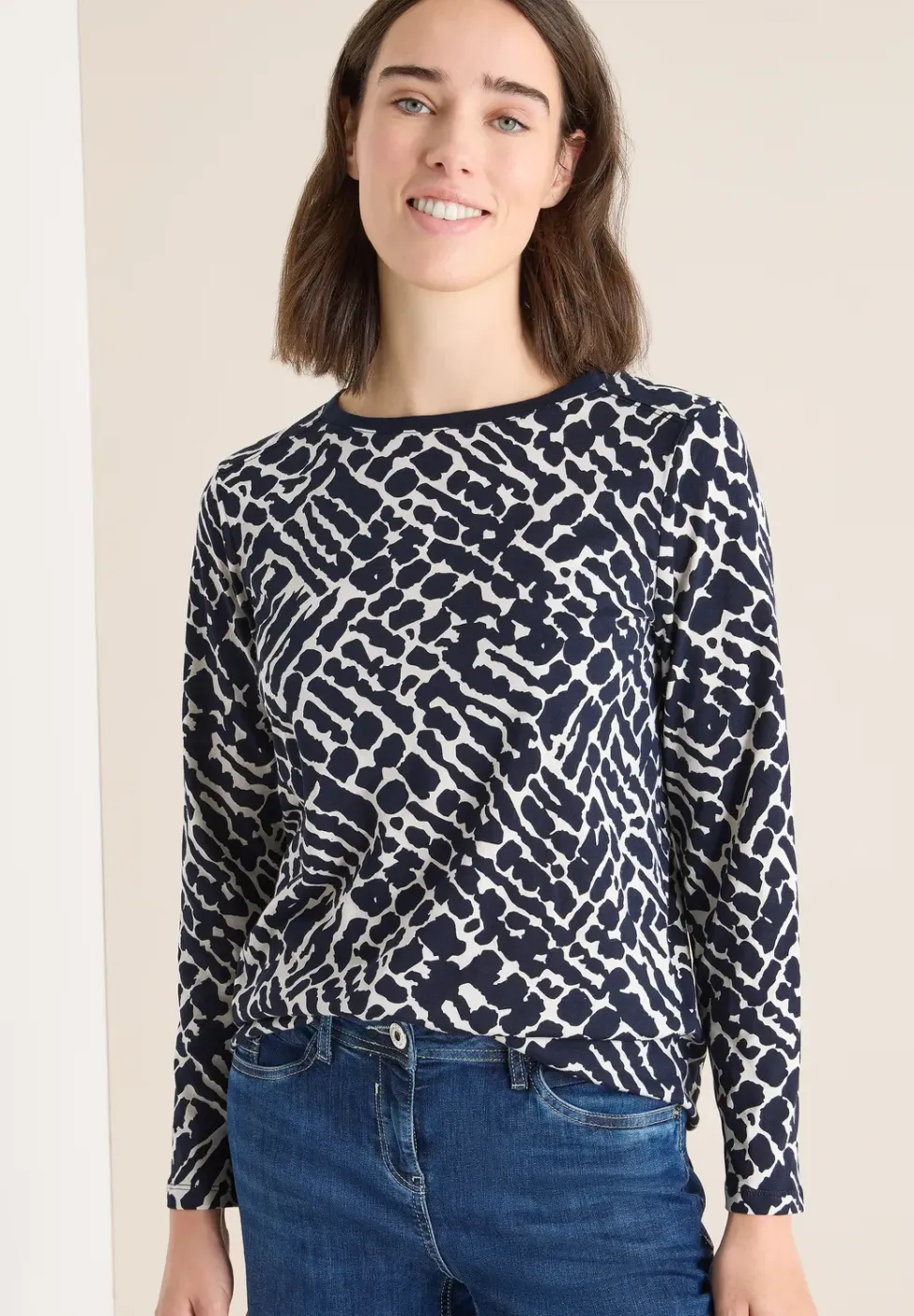 Gedessineerd shirt met lange mouwen