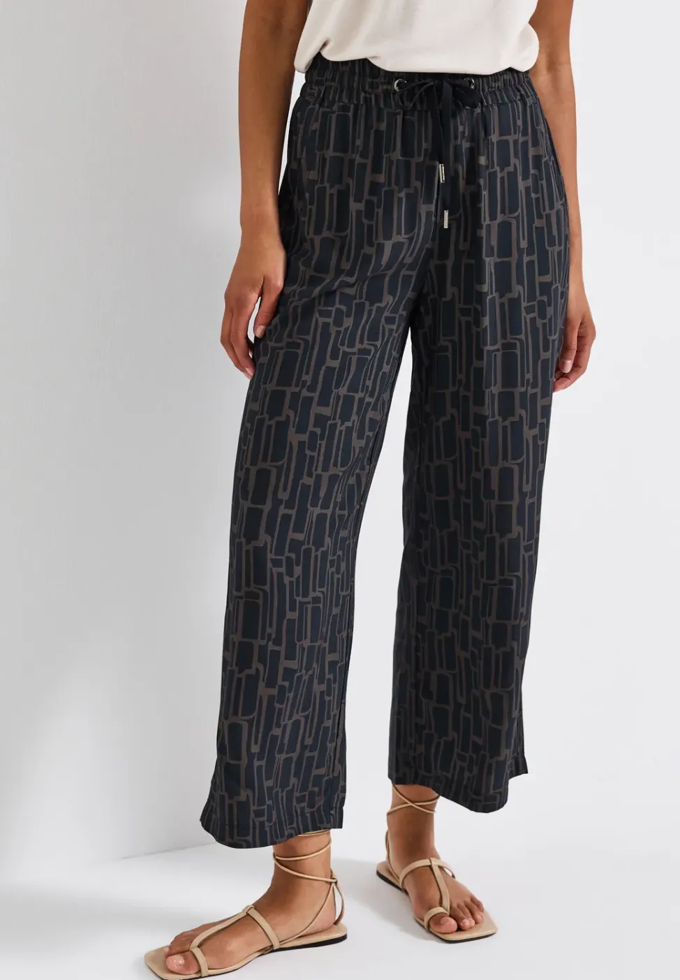 Gedessineerde 7/8 broek Wide Legs