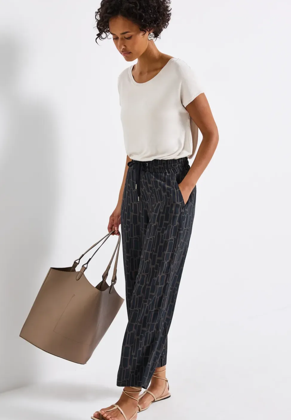 Gedessineerde 7/8 broek Wide Legs