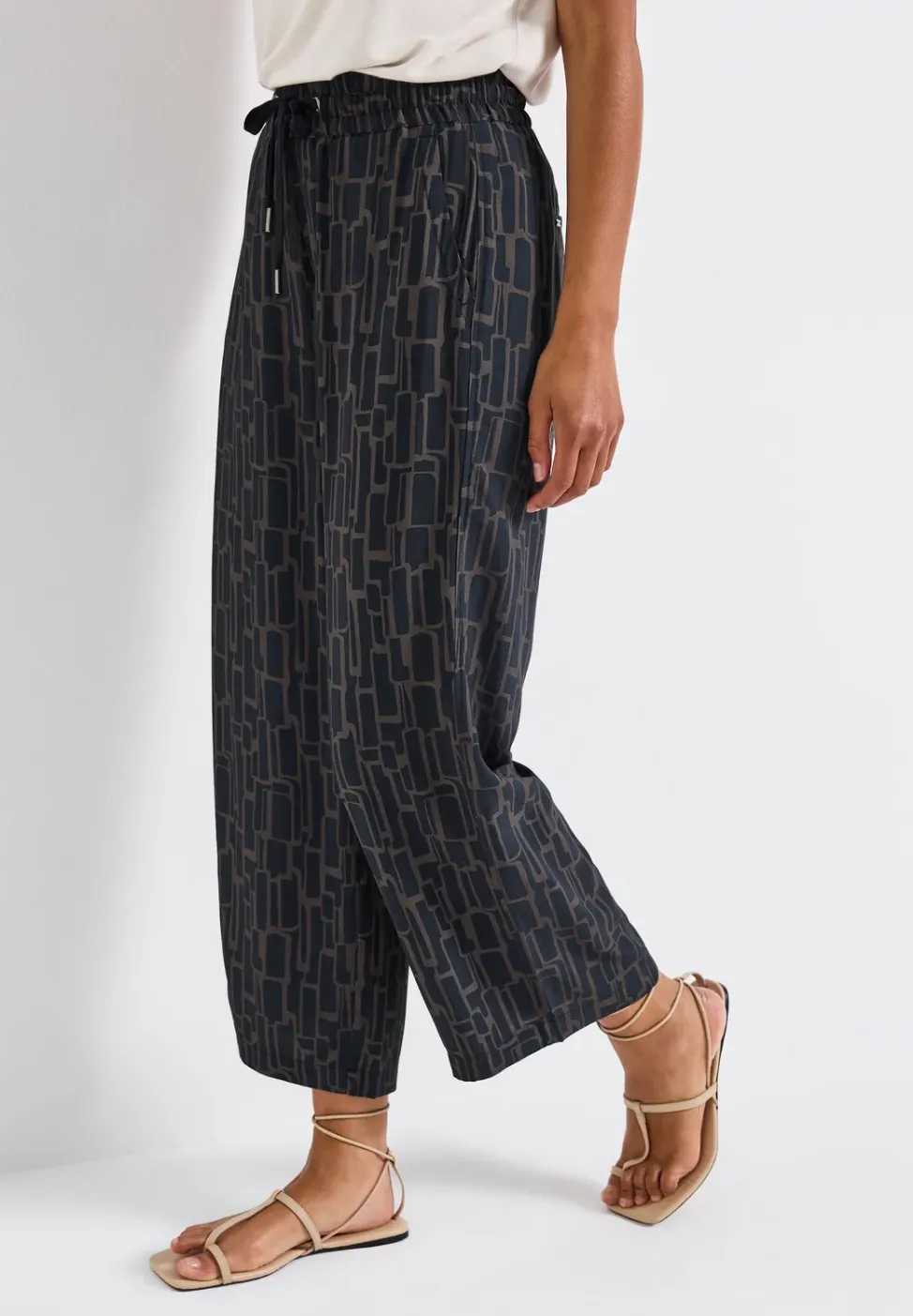 Gedessineerde 7/8 broek Wide Legs