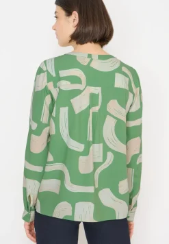 Gedessineerde blouse met gespleten hals
