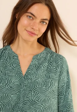Gedessineerde blouse met gespleten hals