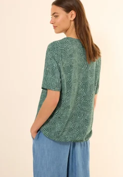 Gedessineerde blouse met gespleten hals