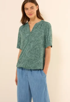 Gedessineerde blouse met gespleten hals
