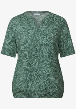 Gedessineerde blouse met gespleten hals
