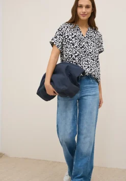 Gedessineerde blouse met gespleten hals