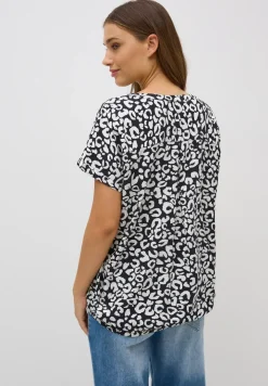 Gedessineerde blouse met gespleten hals