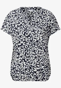 Gedessineerde blouse met gespleten hals