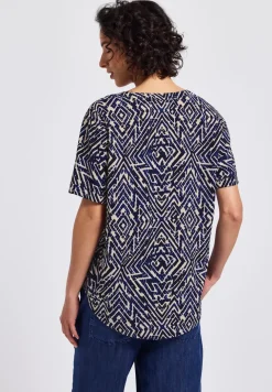 Gedessineerde blouse met gespleten hals
