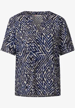 Gedessineerde blouse met gespleten hals