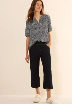 Gedessineerde blouse met gespleten hals