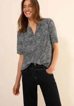 Gedessineerde blouse met gespleten hals