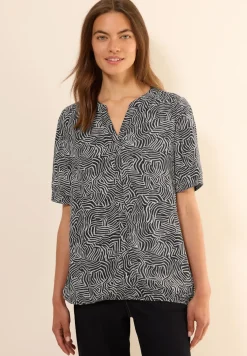 Gedessineerde blouse met gespleten hals