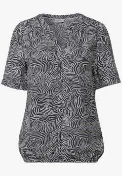 Gedessineerde blouse met gespleten hals