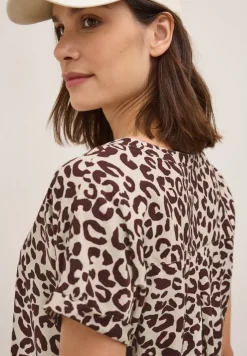 Gedessineerde blouse met gespleten hals