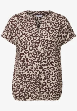 Gedessineerde blouse met gespleten hals