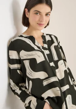 Gedessineerde blouse met gespleten hals