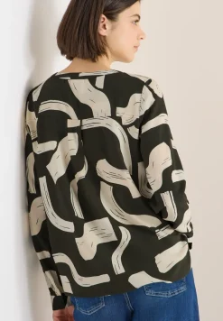 Gedessineerde blouse met gespleten hals