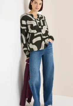 Gedessineerde blouse met gespleten hals