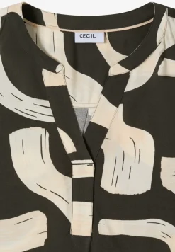 Gedessineerde blouse met gespleten hals