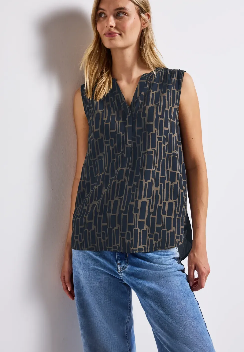 Gedessineerde blouse top