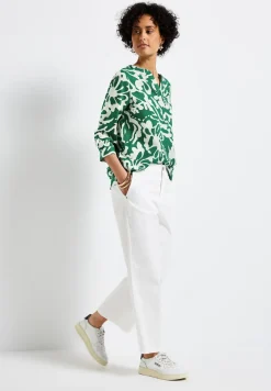 Gedessineerde blouse van linnenmix