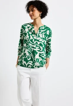 Gedessineerde blouse van linnenmix