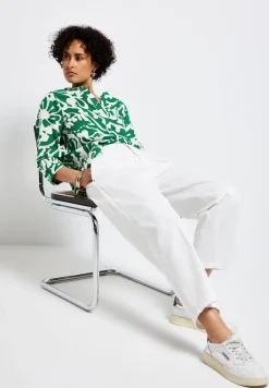 Gedessineerde blouse van linnenmix