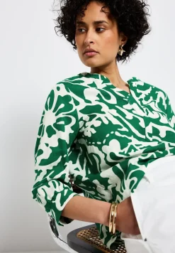 Gedessineerde blouse van linnenmix