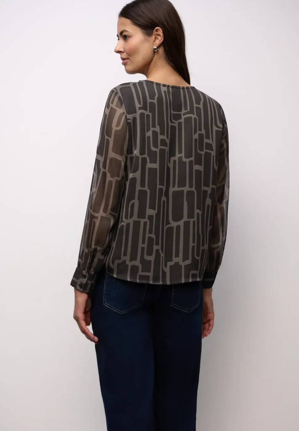 Gedessineerde chiffon blouse
