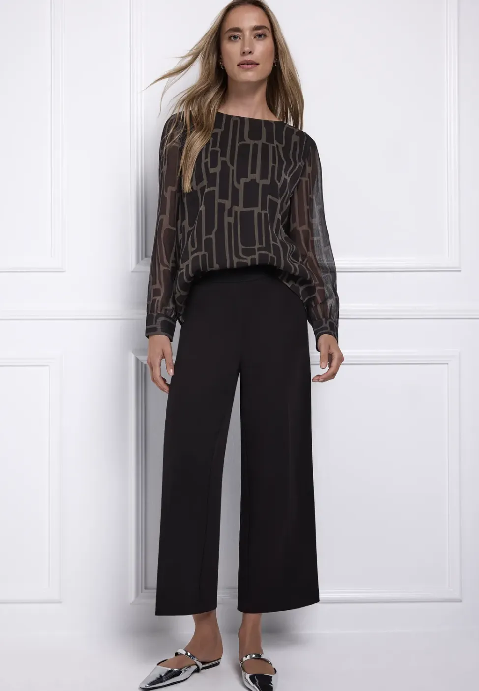Gedessineerde chiffon blouse