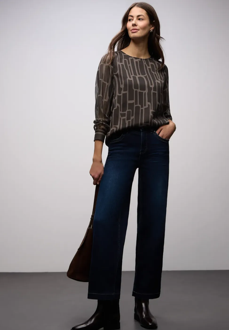 Gedessineerde chiffon blouse