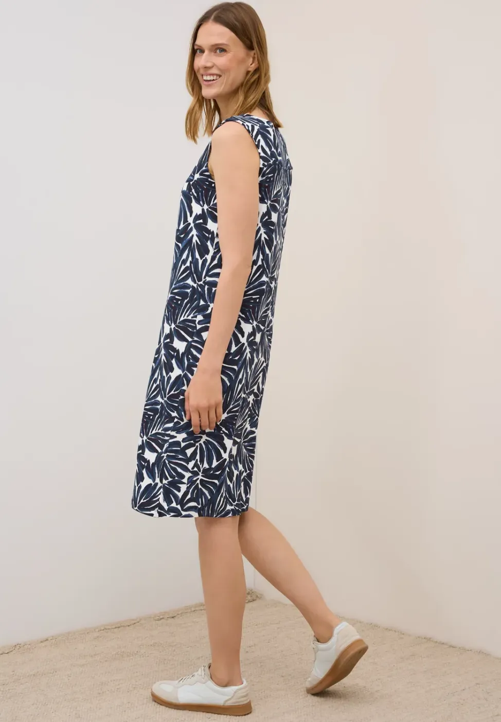 Gedessineerde jersey jurk