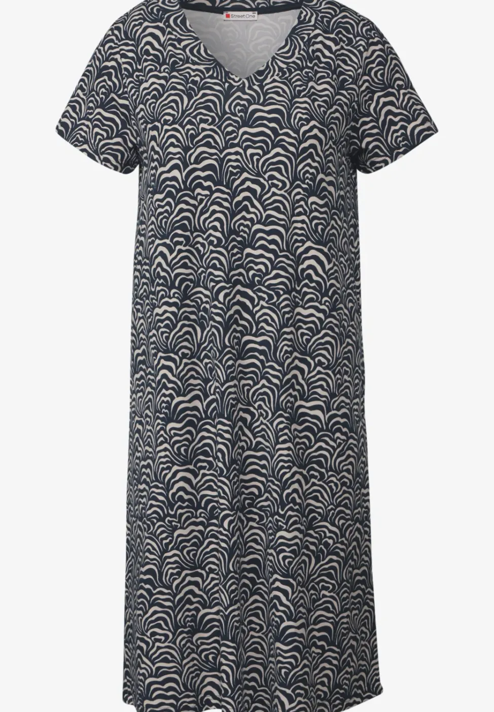 Gedessineerde jersey jurk