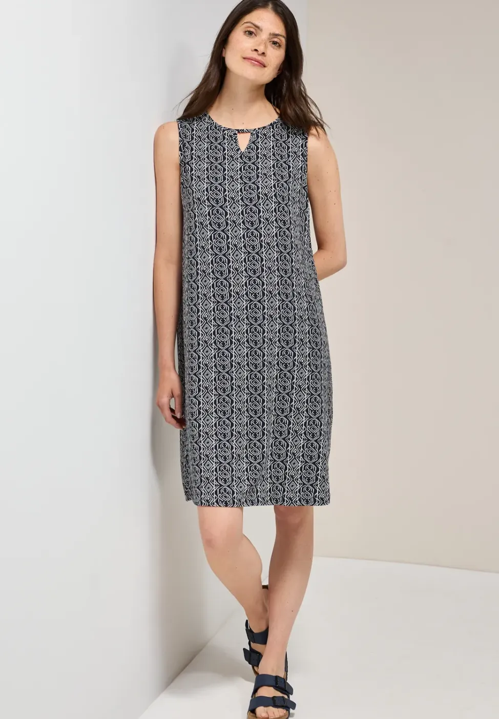 Gedessineerde jersey jurk