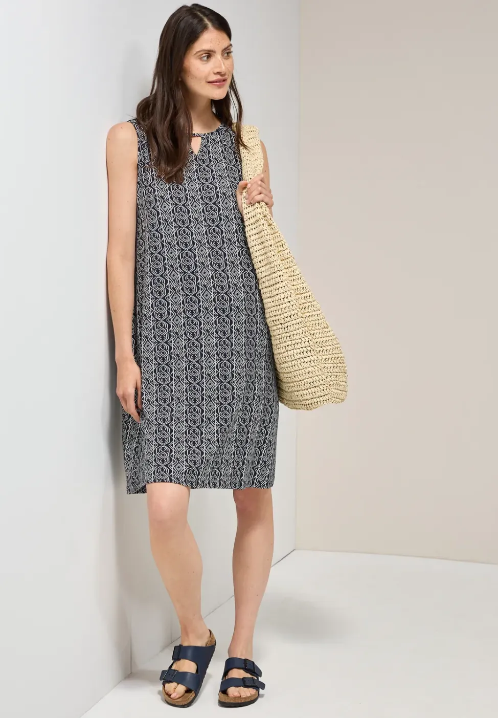 Gedessineerde jersey jurk