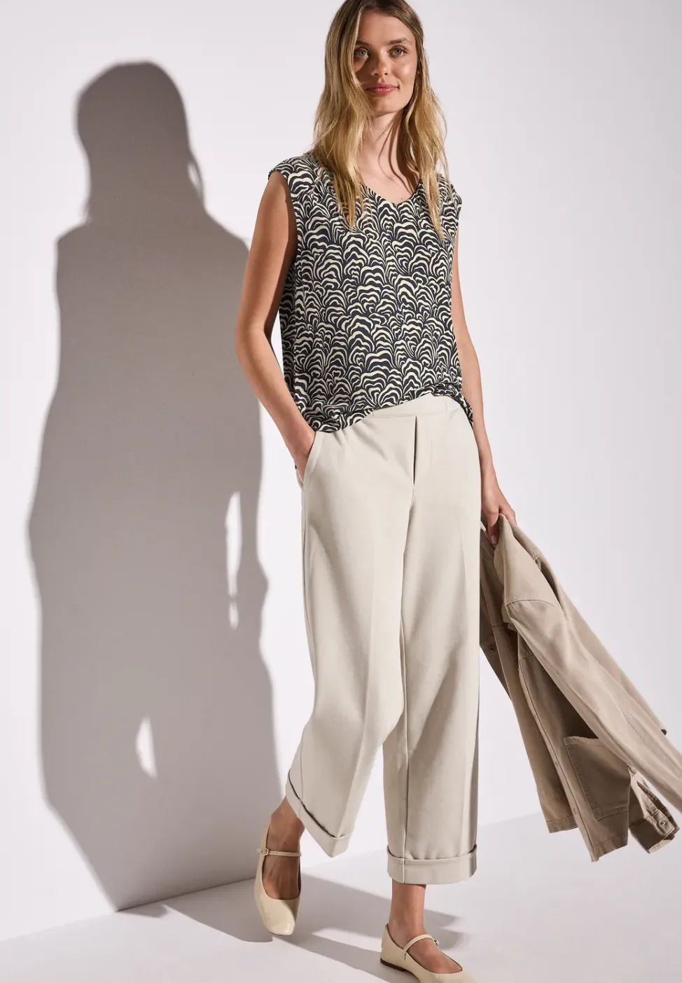 Gedessineerde jersey top