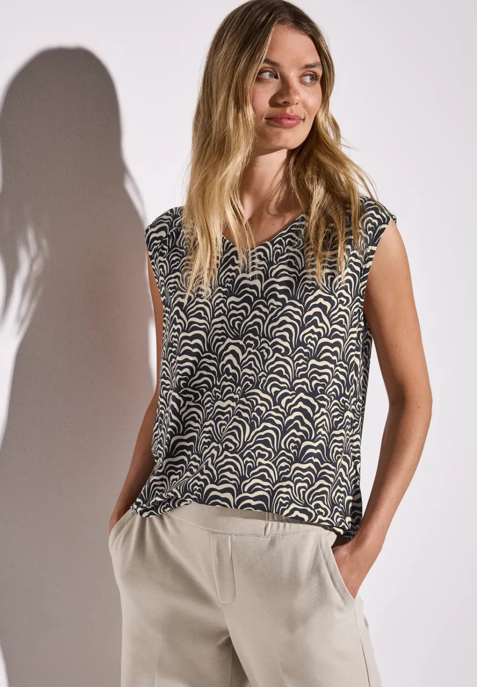 Gedessineerde jersey top