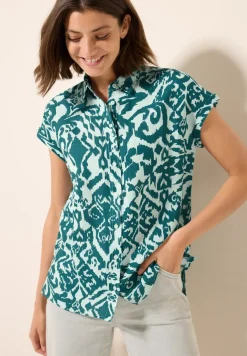 Gedessineerde linnen blouse