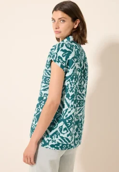 Gedessineerde linnen blouse