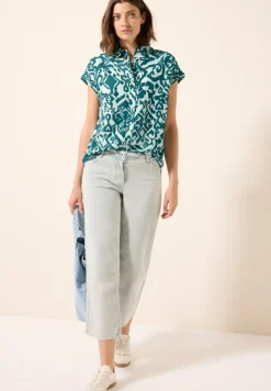 Gedessineerde linnen blouse