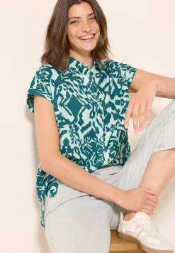 Gedessineerde linnen blouse