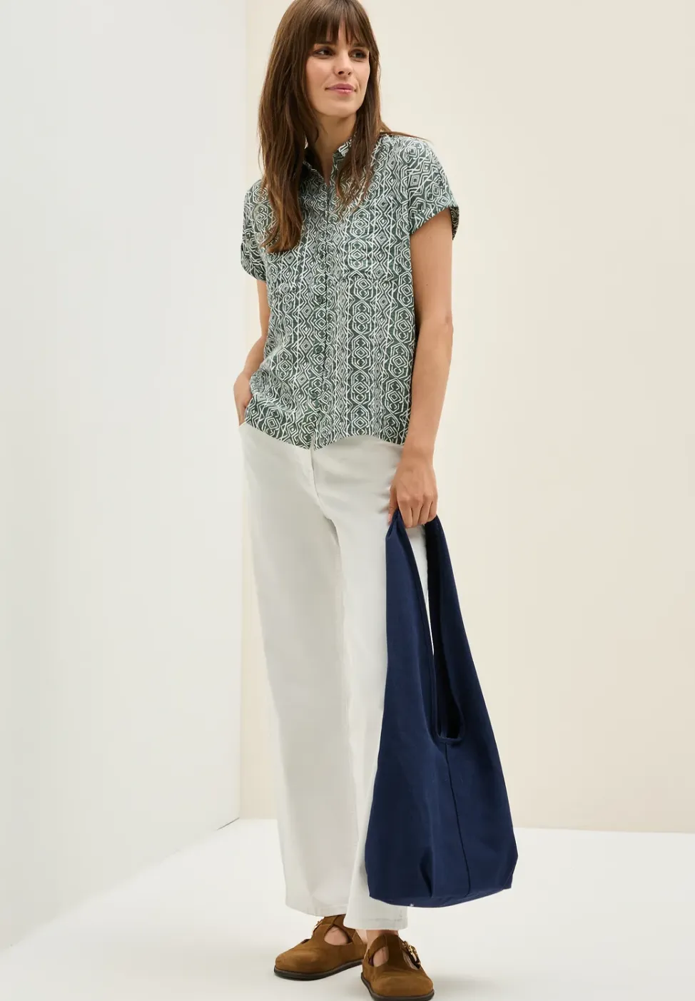 Gedessineerde overhemdblouse