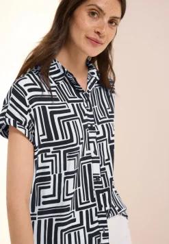 Gedessineerde overhemdblouse