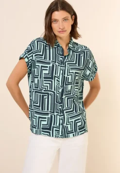 Gedessineerde overhemdblouse