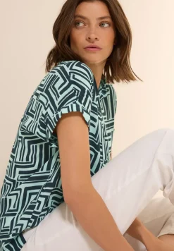 Gedessineerde overhemdblouse