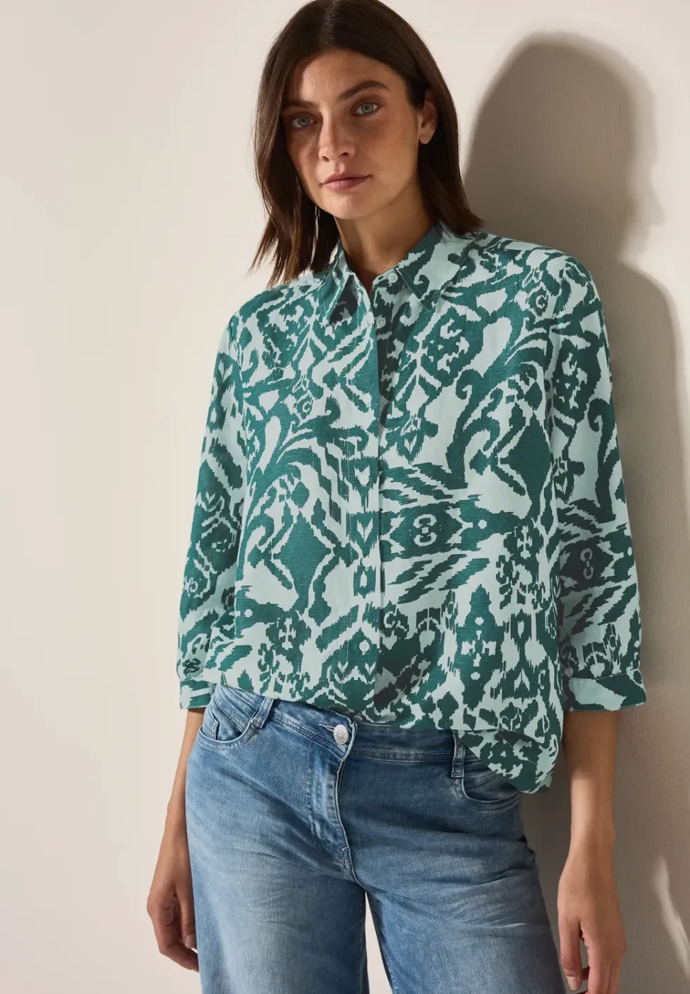 Gedessineerde overhemdblouse