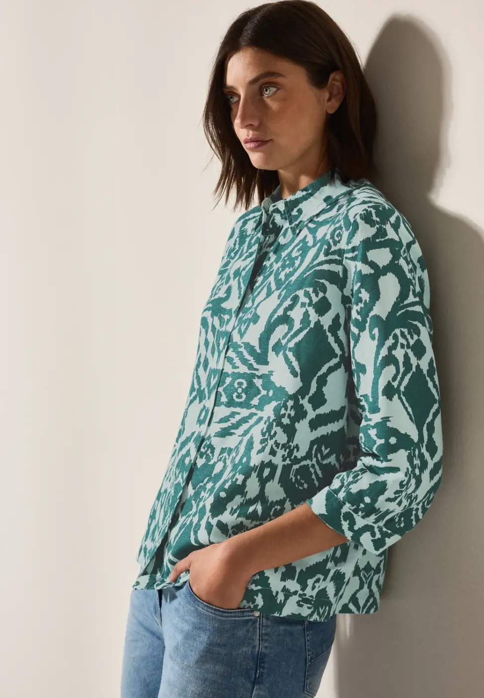 Gedessineerde overhemdblouse